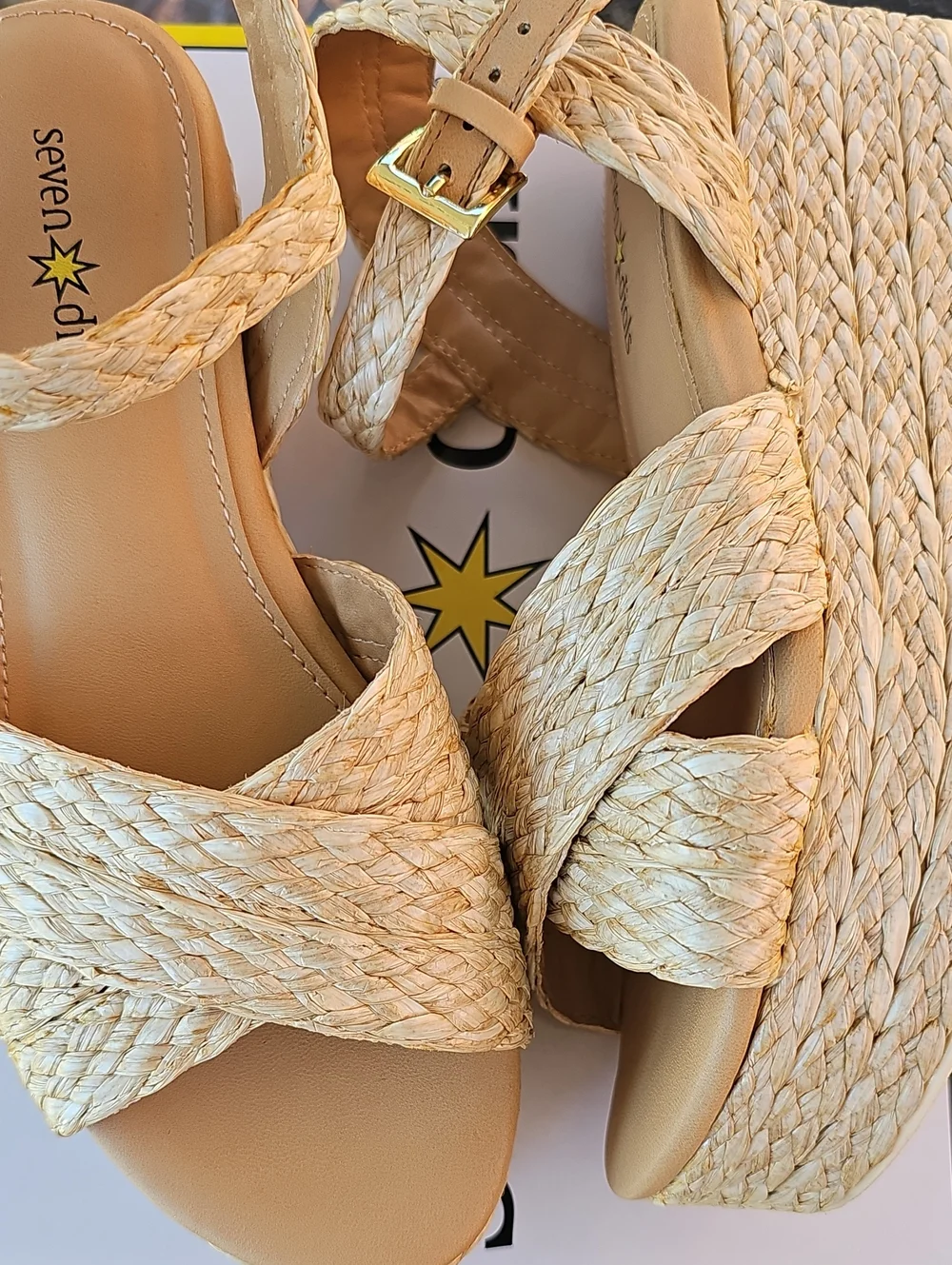 Seven Dials Virginia Espadrille Natural Beige Raffia Woven 7M NIB MSRP $65 New